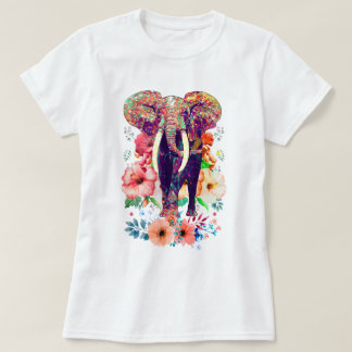 Camiseta elefante y flor