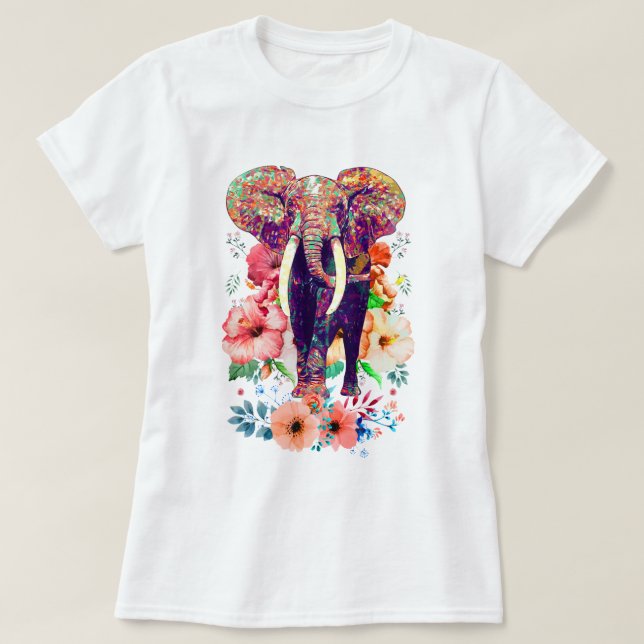 Camiseta elefante y flor (Diseño del anverso)