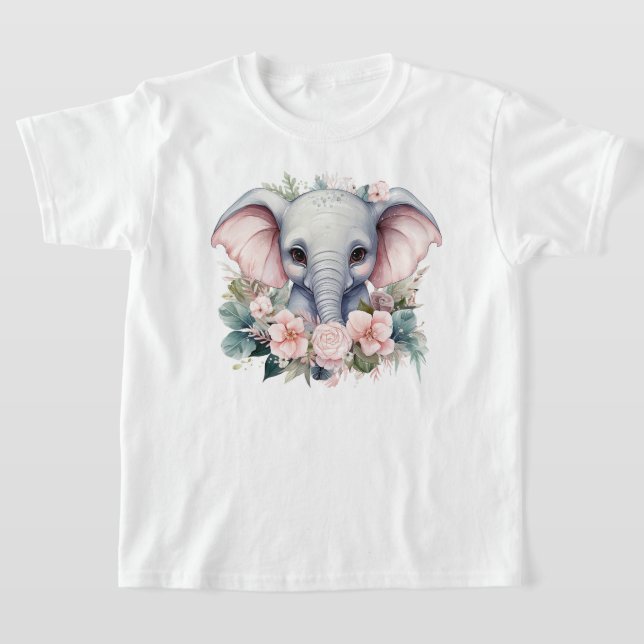Camiseta Elefante y Flores Cutas (Distribución)