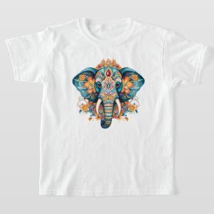 Camiseta Elefante y flores de estilo bohemio