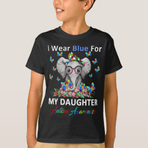 Camiseta elefante: Yo uso azul para mi autismo de hija
