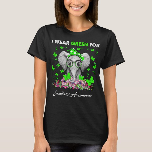 Camiseta Elefante Yo Uso Verde Para La Conciencia De La Esc (Anverso)