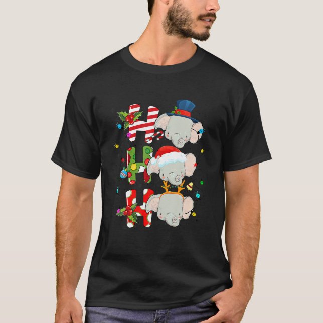 Camiseta Elefantes animales Navidades de Santa Reindeer Ho- (Anverso)