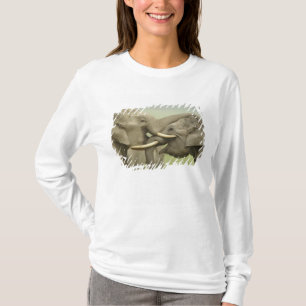 Camiseta Elefantes asiáticos indios jugando a pelear
