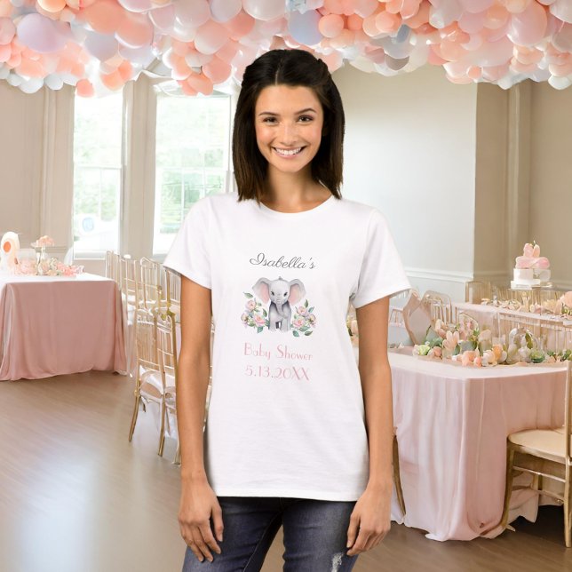 Camiseta Elefantes bebés Peonies, Eucalyptus Baby Shower (A fun baby shower tee shirt.)