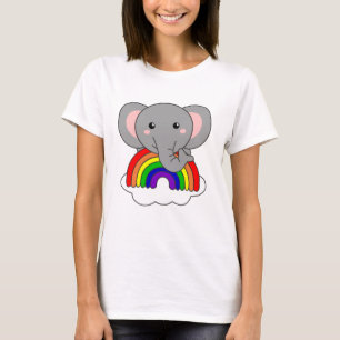 Camiseta Elefantes coloridos elefantes con arcoiris