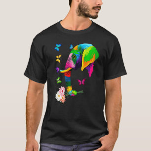 Camiseta Elefantes coloridos Elefantes Mariposas Flo
