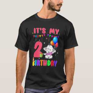 Camiseta Elefantes de 2º cumpleaños de 2 años de edad asomb
