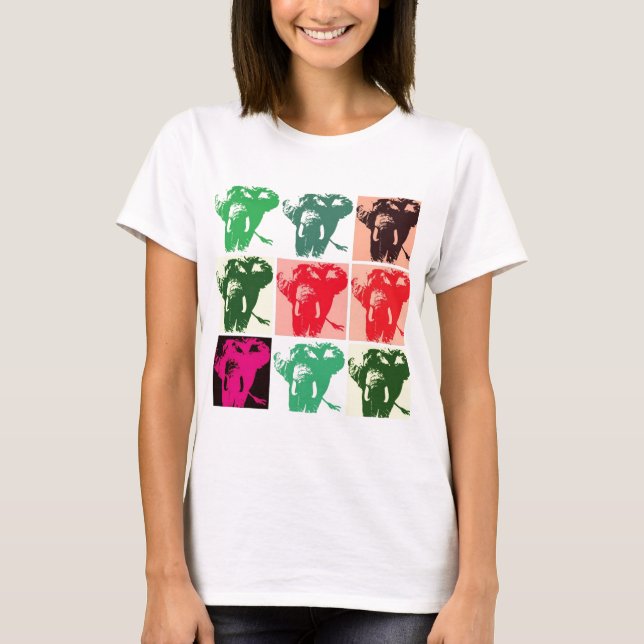 Camiseta Elefantes de arte pop (Anverso)