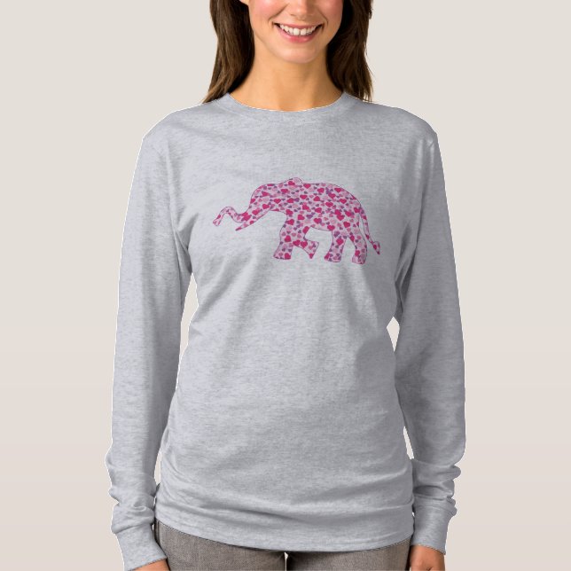 Camiseta elefantes de corazoncitos rosados (Anverso)