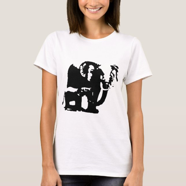 Camiseta Elefantes de Mamá y Bebé Blanco Negro (Anverso)