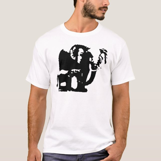 Camiseta Elefantes de Mamá y Bebé Blanco Negro (Anverso)