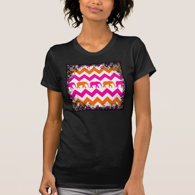 Camiseta Elefantes de Naranja Rosado y Audaz (Anverso)