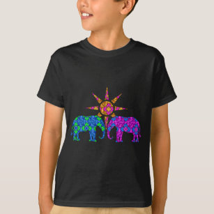 Camiseta Elefantes De Paisley Coloridos Y Exquisitos Al Sol