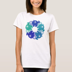CAMISETA ELEFANTES DEL BEBÉ AZULES