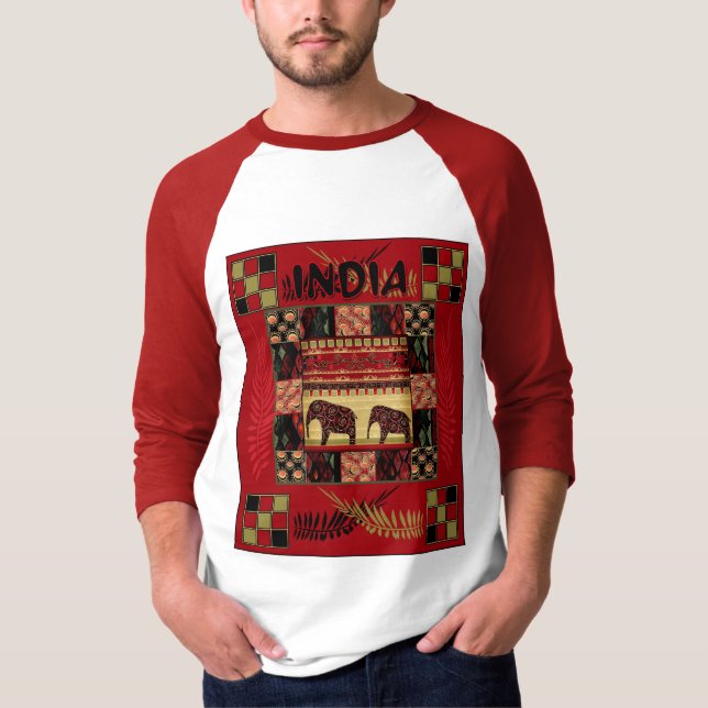 Camiseta elefantes étnicos de India (Anverso)