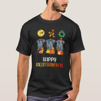 Camiseta Elefantes Felices Hallothanksmas Calf Halloween El