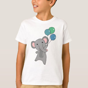 Camiseta Elefantes moscas con globos, niños dulces