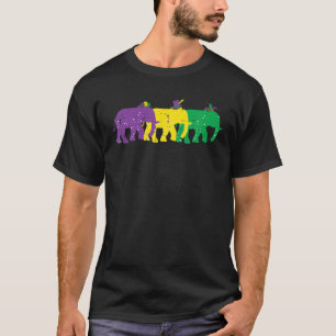 Camiseta Elefantes Mujeres de Louisiana Mardi Gras morado a