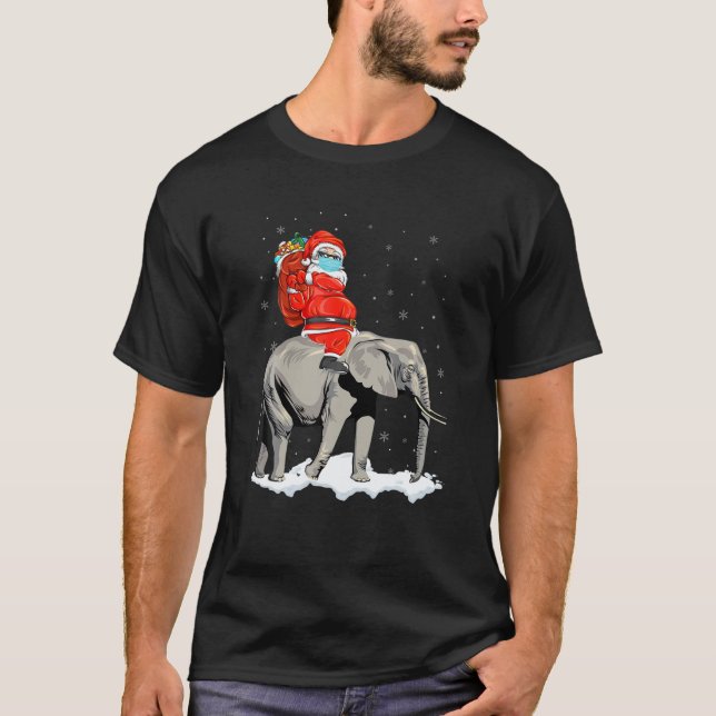 Camiseta Elefantes Navidades Santa Claus montando Elefante  (Anverso)
