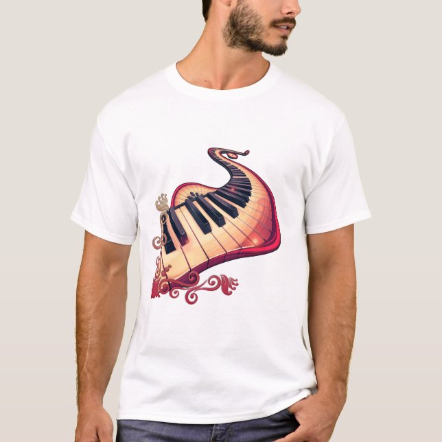 Camiseta Elegance in motion, the curved piano.  (Anverso)