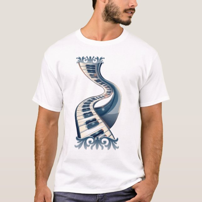 Camiseta Elegance in piano keys and blossoms.  (Anverso)