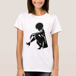 Camiseta Elegancia: afroelegancia en blanco y negro