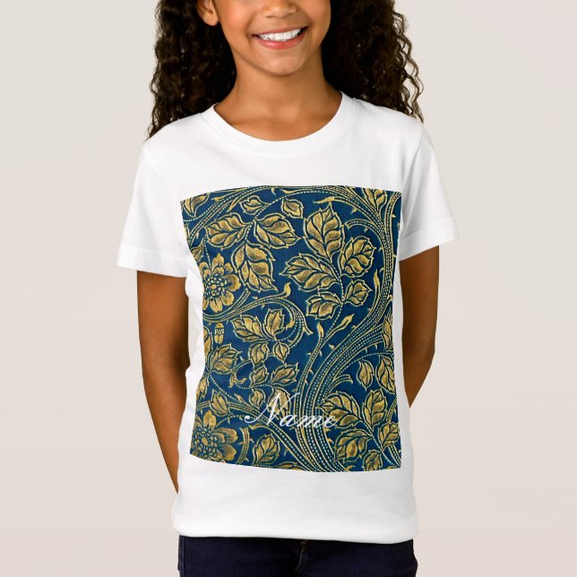Camiseta Elegancia azul dorado (Anverso)