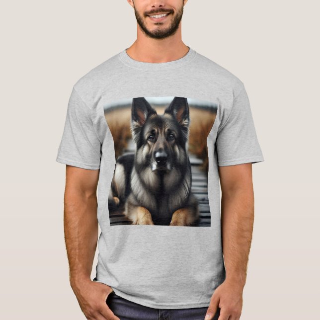 Camiseta Elegancia Canina: Pastor Alemán Gris (Anverso)