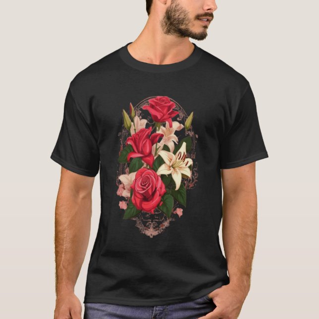 Camiseta Elegancia clásica: Tee de Bouquet Floral (Anverso)
