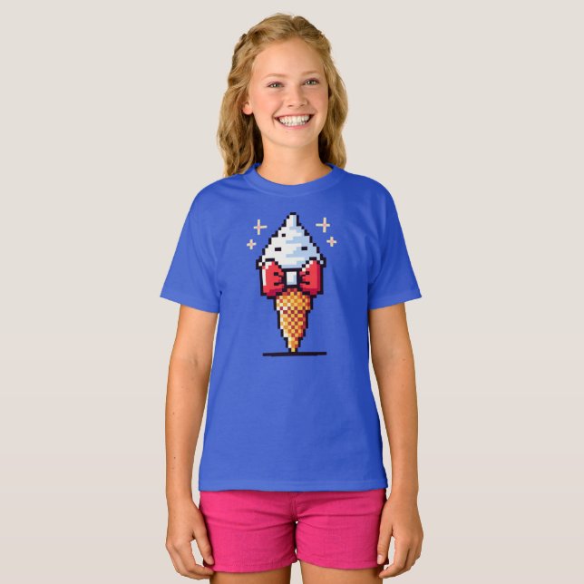 Camiseta Elegancia De Crema De Hielo De 8 Bits: Diseño De P (Anverso completo)