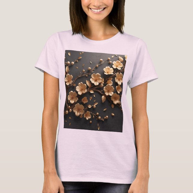 Camiseta Elegancia de Flor de Oro (Anverso)