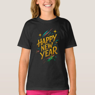 Camiseta Elegancia de graffiti flotante - Año Nuevo en oro,