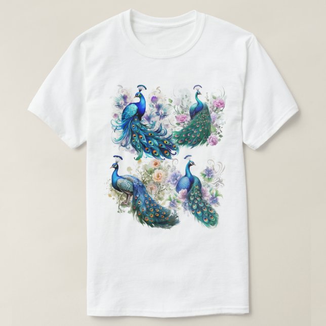 Camiseta Elegancia de pavo real (Diseño del anverso)