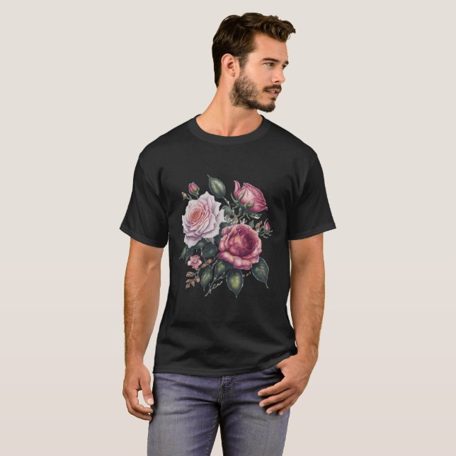 Camiseta Elegancia de Rosas florecientes (Anverso completo)