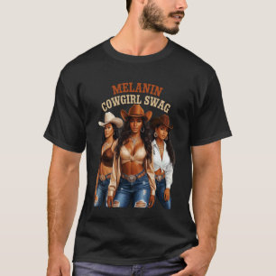 Camiseta Elegancia de vaquera occidental con melanina afric