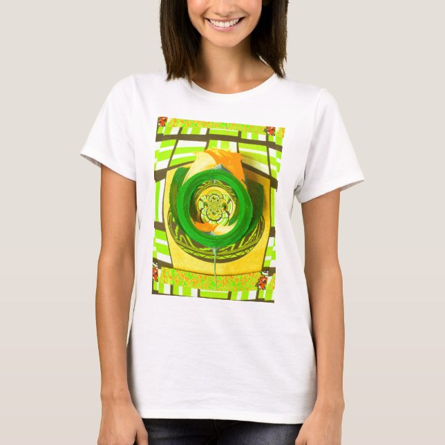 Camiseta Elegancia dorada: bello arte rosa amarillo african (Anverso)