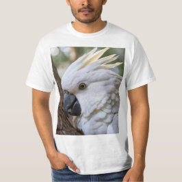 Camiseta Elegancia en blanco: el majestuoso Cockatoo austra