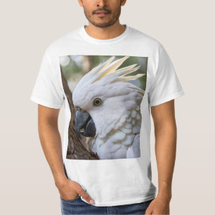 Camiseta Elegancia en blanco: el majestuoso Cockatoo austra