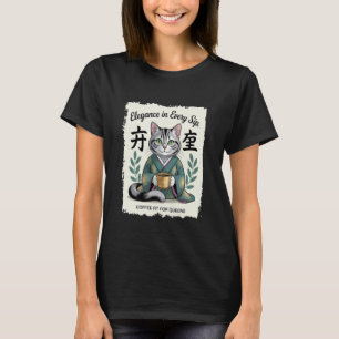Camiseta Elegancia en Cada Trago Gato Bebedor de Café