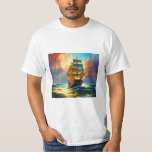 Camiseta Elegancia en el Viento: Clásico barco de vela T-Sh