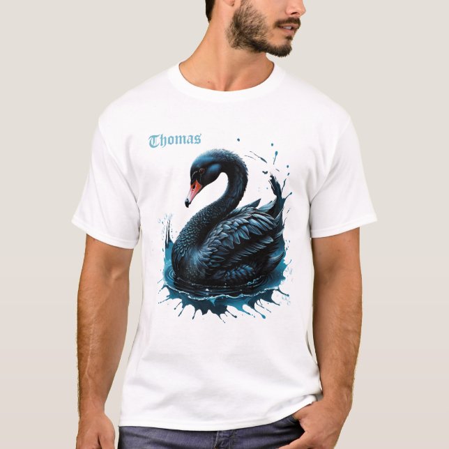 Camiseta Elegancia en movimiento, el cisne negro, (Anverso)