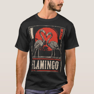 Camiseta Elegancia espejada - flamencos en la luz de la lun