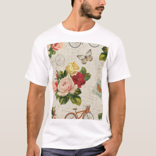 Camiseta Elegancia floral vintage, mariposa