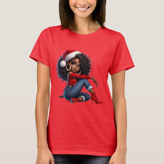 Camiseta Elegant Black Girl Christmas Tee — MaMuse Holiday  (Anverso)