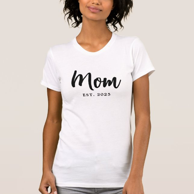 Camiseta Elegant Black Script Established New Mom T-Shirt (Anverso)