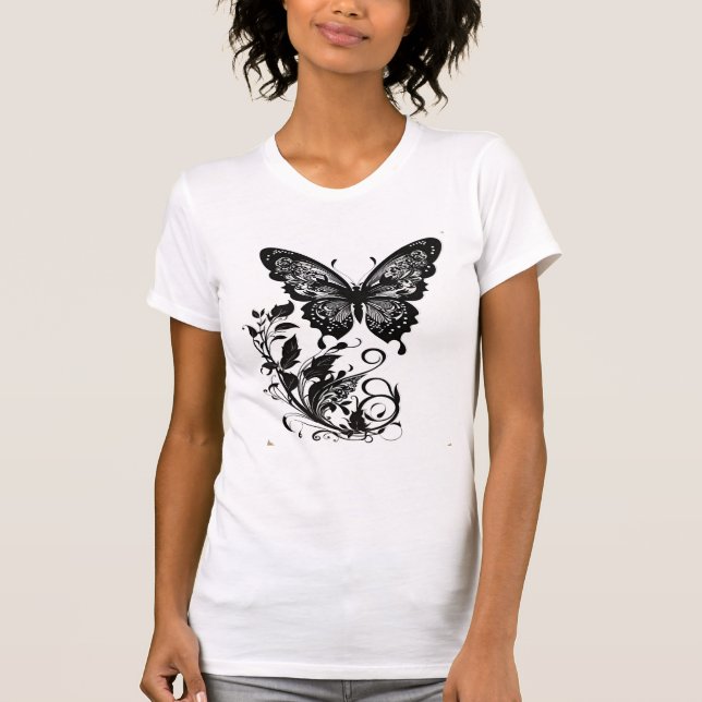 Camiseta Elegant Filigree Butterfly T-Shirt (Anverso)