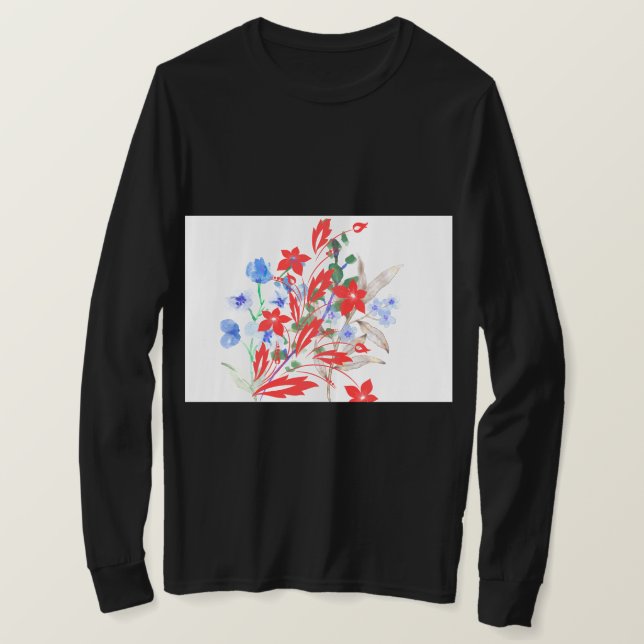 Camiseta Elegant Flower and Leaves Artwork | Minimal  (Anverso del diseño)