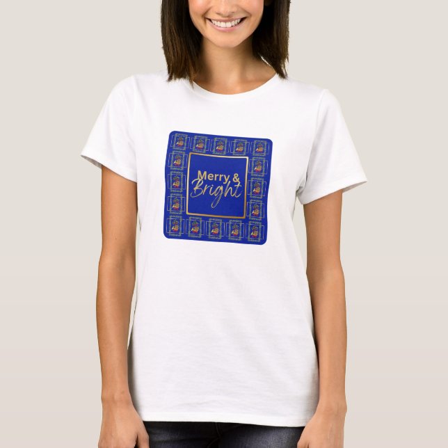 Camiseta Elegant French Horn Christmas Royal Blue T-Shirt (Anverso)