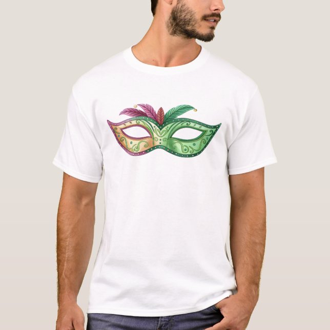 Camiseta Elegant Green and Gold Masquerade Mask (Anverso)